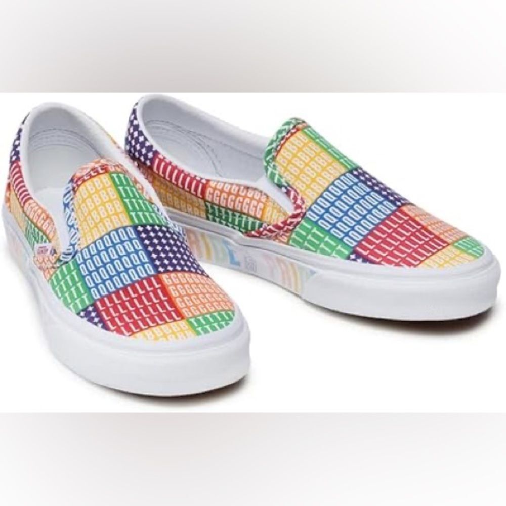 Vans Men's Low-Top Sneakers Skate Shoe, Pride Multi True White Classic Slip On